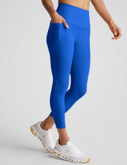 blue capri midi leggings