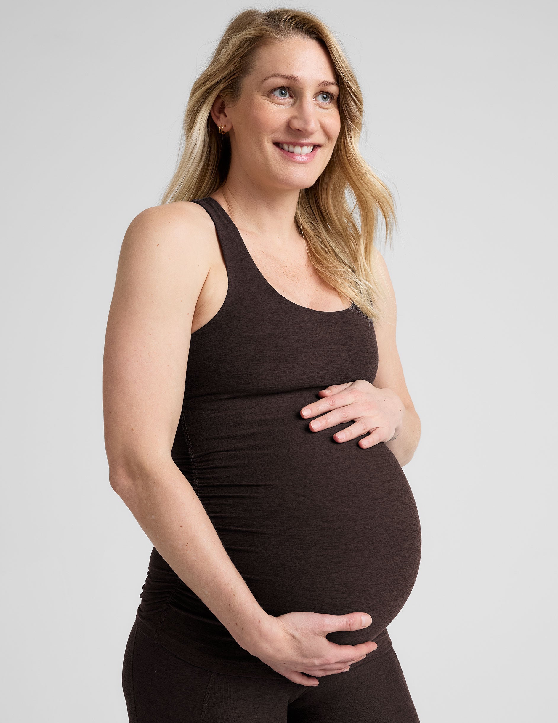 brown racerback maternity tank top.