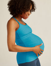 blue maternity slim racerback spacedye tank top.
