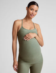 green slim strapped racerback maternity tank top.