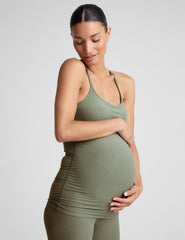 green slim strapped racerback maternity tank top.