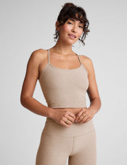 brown slim racerback cropped tank top.