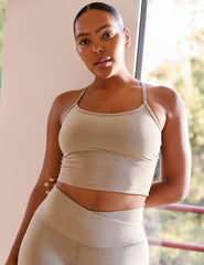 brown slim racerback cropped tank top.