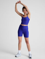blue slim racerback cropped tank top.