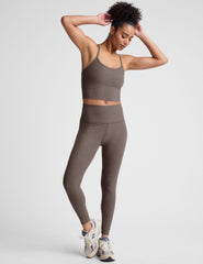 brown slim strapped racerback cropped tank top.