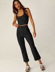 black halter neck cropped spacedye tank top.