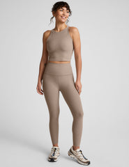 brown high neck racerback cropped tank