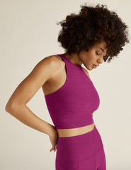 purple high scoop neckline crop tank