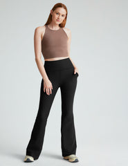 brown high-neck racerback cropped tank top.