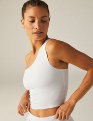 white one shoulder cropped tank