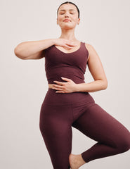 red cropped tank top with a soft front and back v-neck.