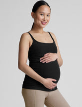 black nursing tank with adjustable straps.
