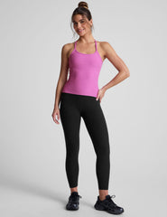 pink slim strapped racerback tank top.