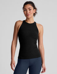 black high scoop neck racerback classic length tank.