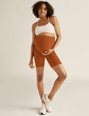 brown maternity biker shorts.