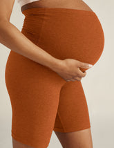 brown maternity biker shorts.