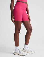 pink high-waisted 5" biker shorts.