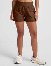 brown 3" inseam shorts with side pockets.