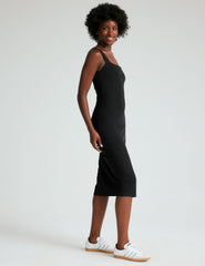 black midi sleeveless dress