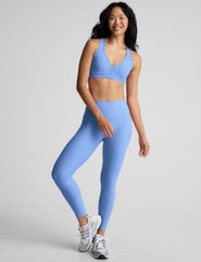 blue racerback bra with removable pads.