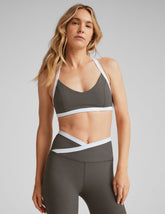 gray and white sport bra