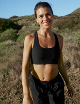 black long line racerback bra.