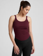 red scoop neck ribbed tank top.