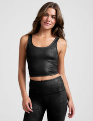 black viper printed cropped tank top.