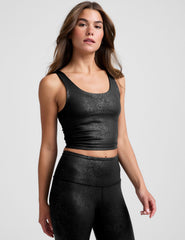 black viper printed cropped tank top.