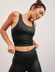 black viper printed cropped tank top.