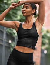 black viper printed cropped tank top.