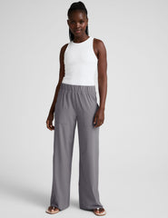 white high-neck ribbed racerback tank top.