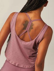 purple scoop neck tank top.