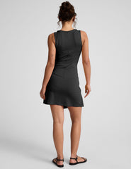 black dress with tie at waist