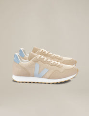 cream and blue lace up Veja SDU sneakers. made in Brazil.