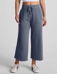 blue relaxed fit cropped wide leg pants.