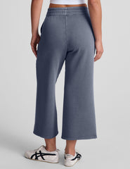 blue relaxed fit cropped wide leg pants.