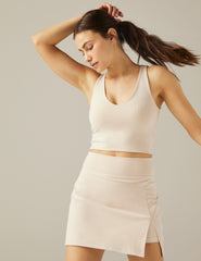 beige ribbed mini skirt