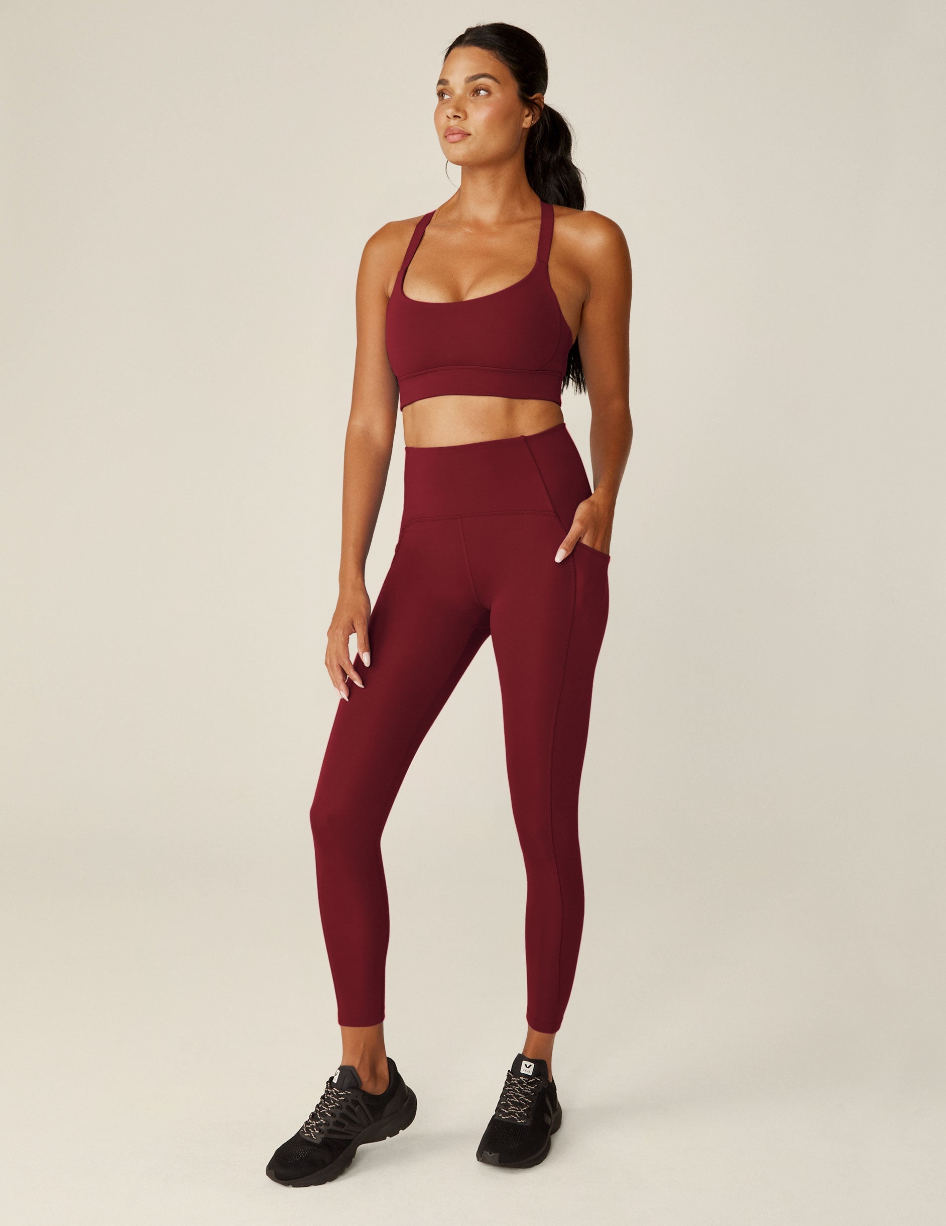 red powerbeyond pocket midi leggings.