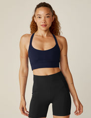 navy blue long line racerback bra top.