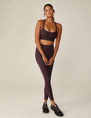 purple long line racerback bra top.
