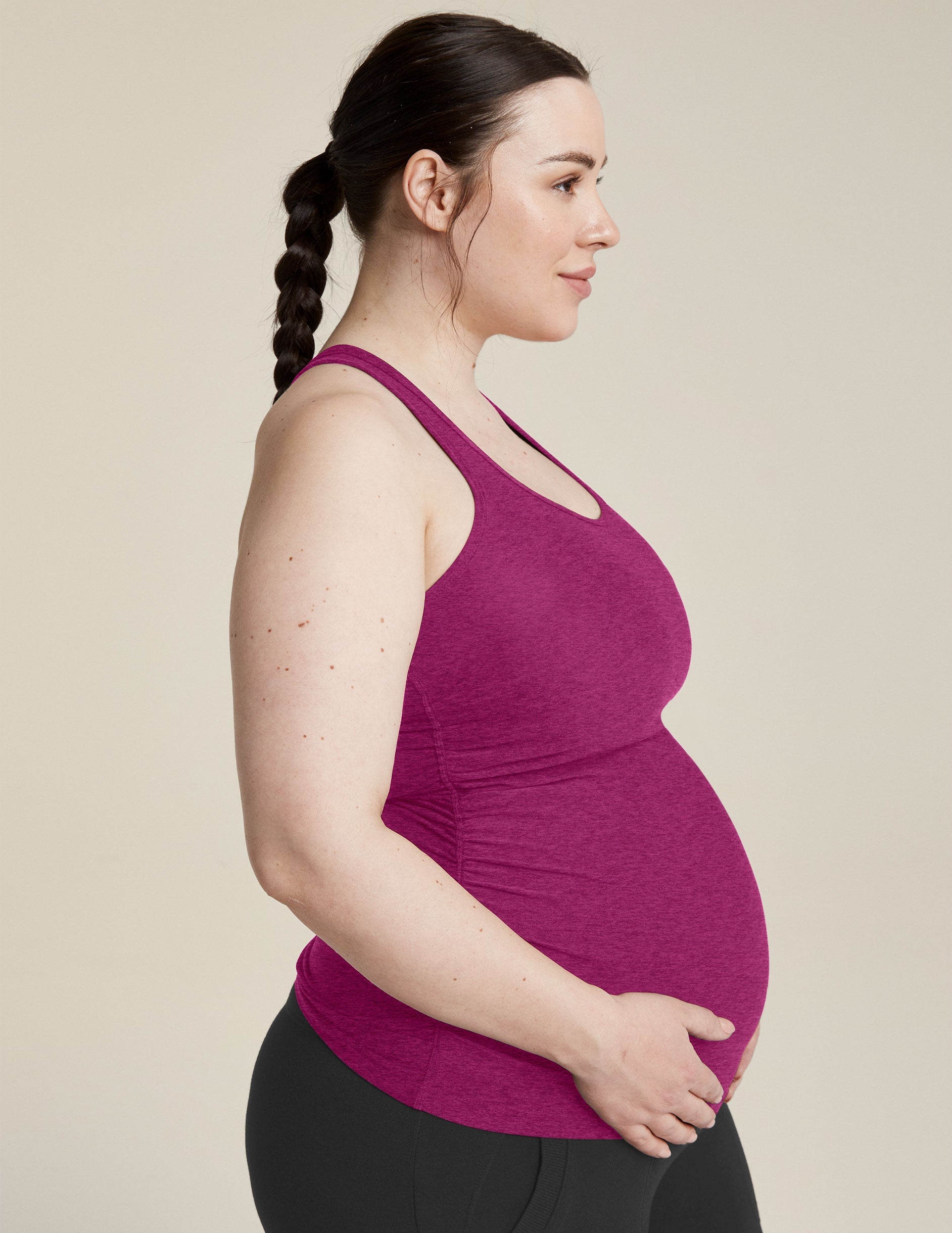 purple racerback maternity tank
