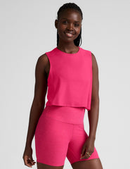 pink loose fitting cropped tank top.