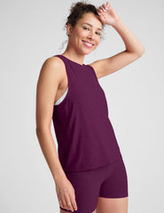 purple scoop neck tank top.