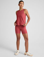 red scoop neck relaxed fit tank top.
