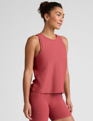red scoop neck relaxed fit tank top.