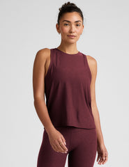 red scoop neck relaxed fit tank top.
