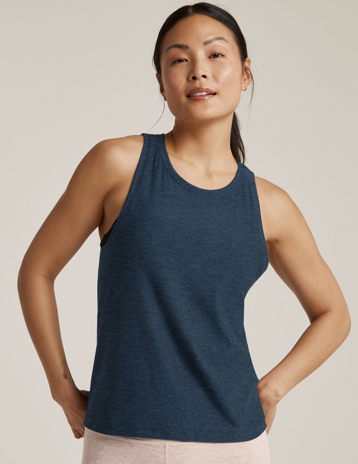 blue tank top