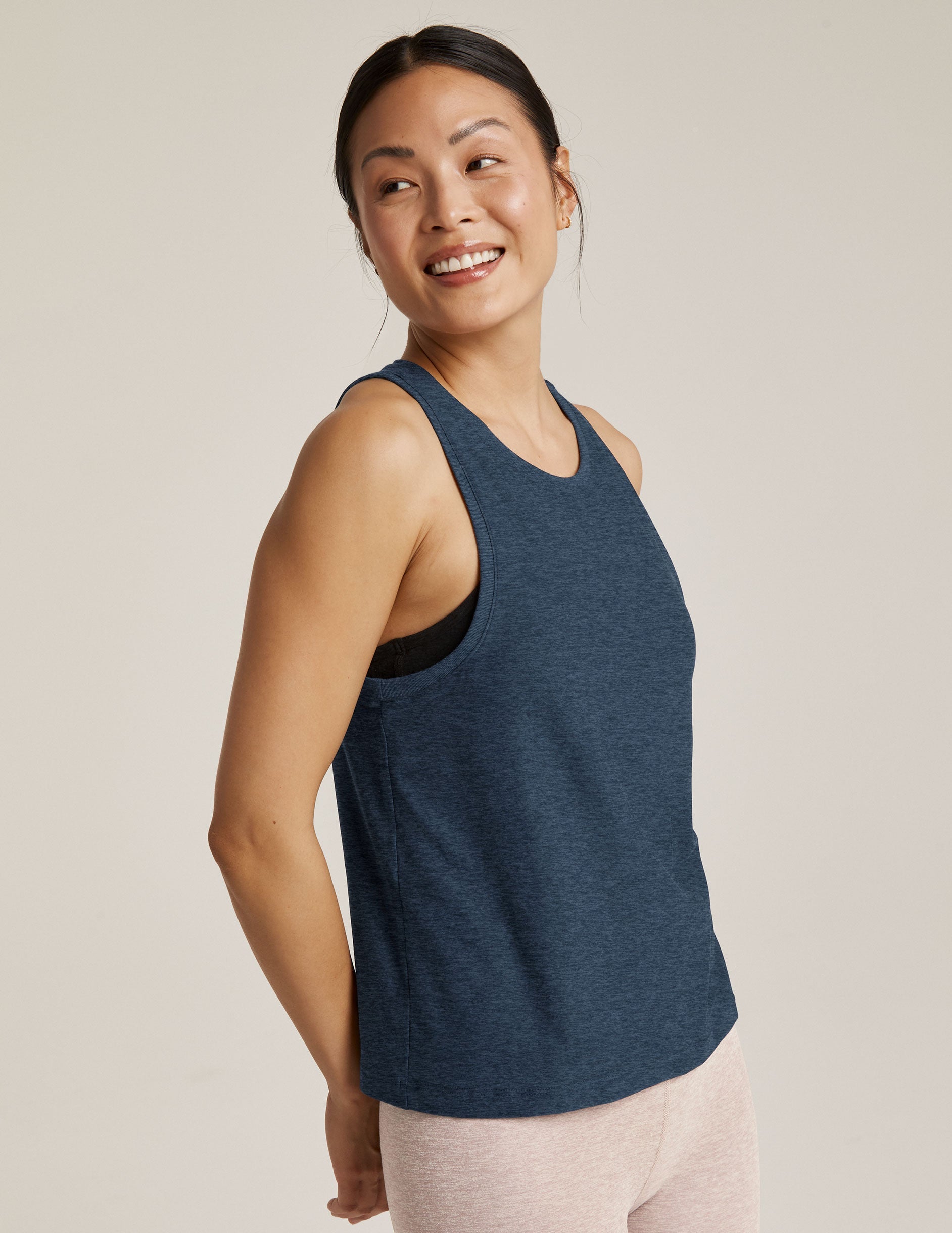 blue tank top