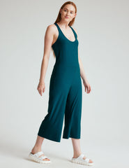 blue racerback loose fitting jumpsuit.